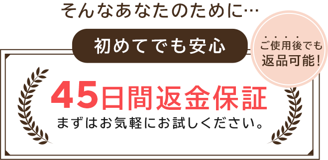 自信があるから45日間返金保証